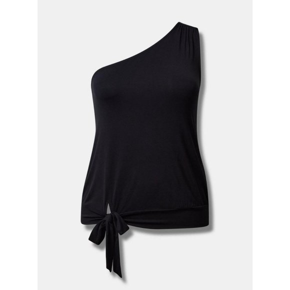 Torrid NEW Super Soft Jersey One Shoulder Tie Front Crop Top Size 2X/3X Summer - Picture 2 of 3